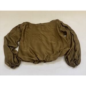 Anthropologie Shirt Blouse Green Satiny‎ Type Fabric Size Small